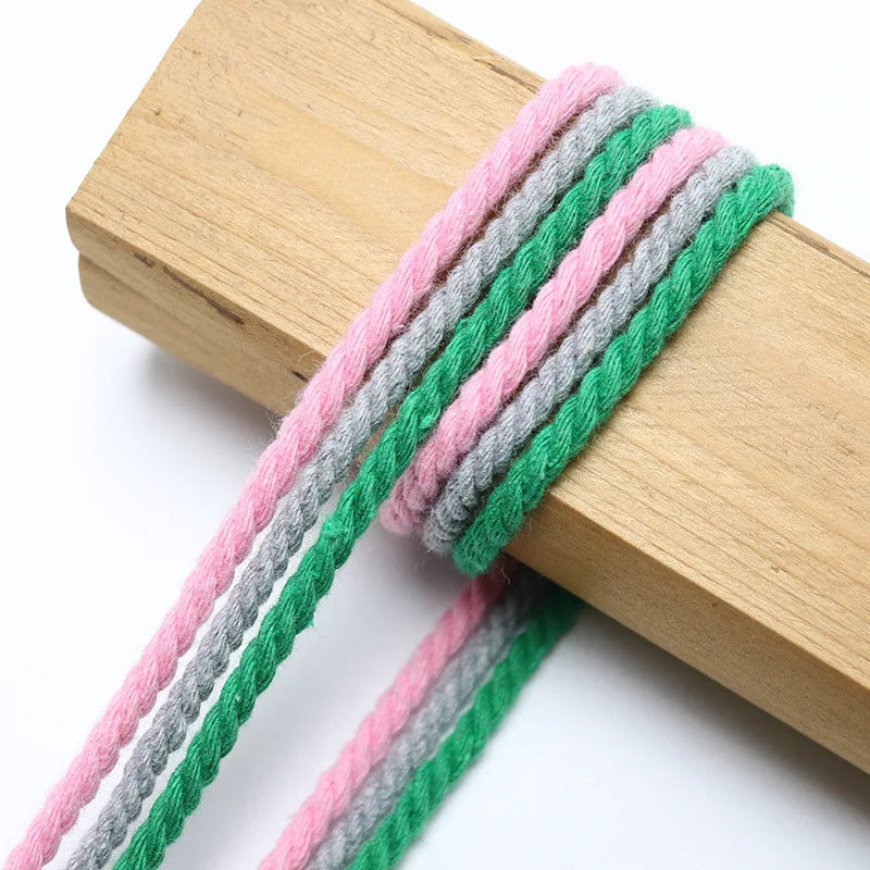 China's Hot Selling 1-8mm Braided Cotton Webbing High Tenacity 100% Cotton Three Strands Cord with Multi-Colors