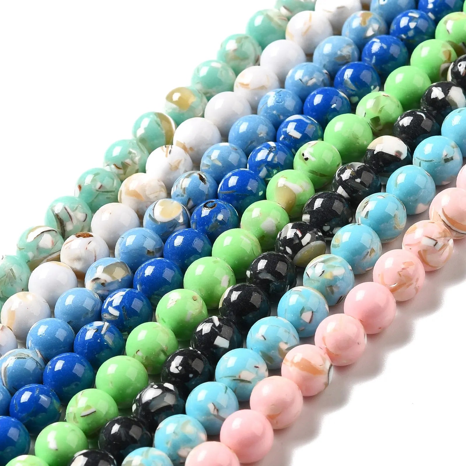 PandaHall Synthetic 8mm 10mm Green Blue White Turquoise Loose Stone Beads for DIY Jewelry Making Blue Turquoise Loose Beads