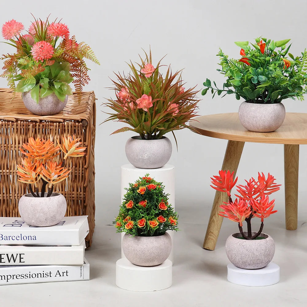 R471 MSH Hot Sale Bonsai Mini Potted Plants Artificial Greenery Plant for Home Farmhouse Decoration