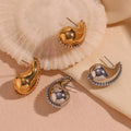 Water Drop Stud Earrings 18k Gold Plated Jewelry Enamel Zircon Stainless Steel Waterproof Tarnish Free Hypoallergenic Earring