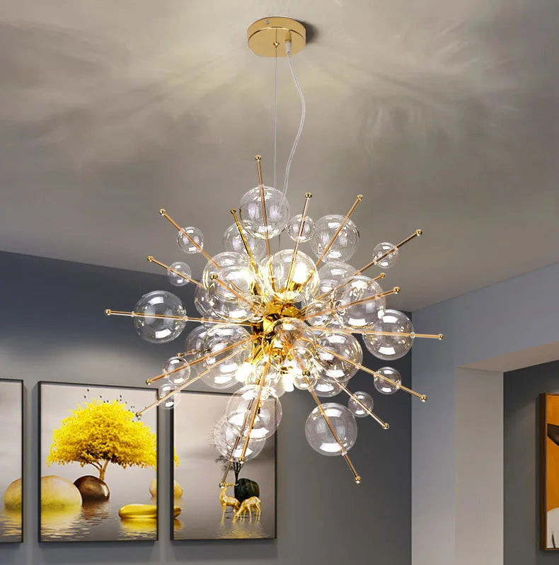 Modern Nordic Golde Glass BUlb Decorative Chandelier Pendante Light for Living Room