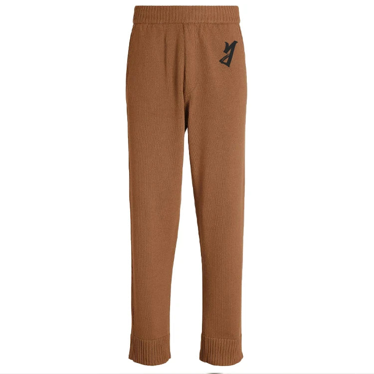 Custom Garment Dyed Pure Wool Trousers Knit Cashmere Jacquard Pants for Men