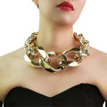 European and America Statement Chunky Collar Necklace Smooth Geometric Punk Gold Plated Larger Choker Hip Hop Fashion Jewelry