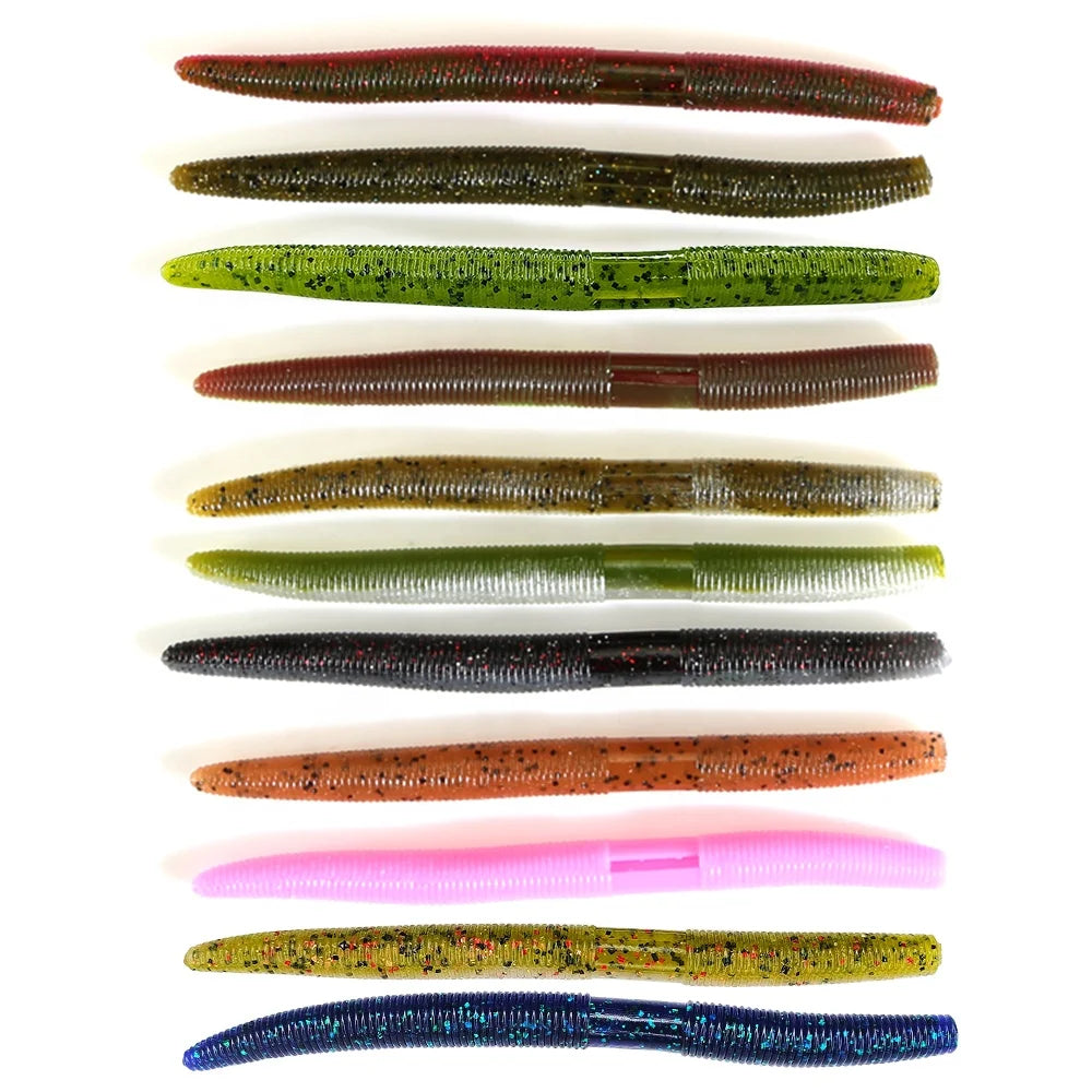 Newbility 135mm 10g Copper Glitter Fluorescent Soft Plastic Lures Bass Fishing Senko Grubs Worm Bait for Saltwater & River