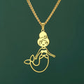 Myshape Cute Mermaid Necklace Magic Ocean Sea Stainless Steel Pendant Link Chain Gift for Woman Man Fashion Trend Jewelry