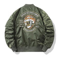 Wholesale Unisex Tiger Embroidered Patches Spring Thin Patchwork Hip Hop Bomber Jacket Men Baseball Coat Zipper 100% Nylon