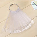 Professional Plastic Fan Shape Long False Nail Tips Practice Buckle Ring 50 Colors Easy Apply Natural/Clear Nail Color Nail
