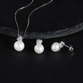D1018 Abiding Fine Jewelry Cheap 9mm White Fresh Water Pearl Jewellery Silver 925 Necklace Sets for Women Wedding Set