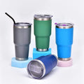 Double Wall Stainless Steel 30oz Tumbler Vacuum Insulation Travel Mug With Clear Lid and Straw