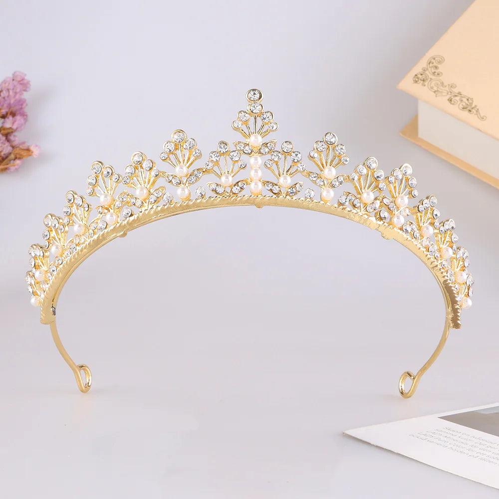 Fashion Popular Handmade Pearl Bridal Crown Princess Party Headdress