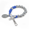 Stainless Steel 8MM Beads Blue Paracord Rosary Color No Fade Miraculous Medal Tenner Rosary Chaplet