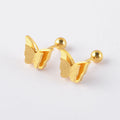 Wholesale Waterproof 18K Real Gold Plated Double Layer butterfly Frosted Stainless Steel Stud Earrings for Women