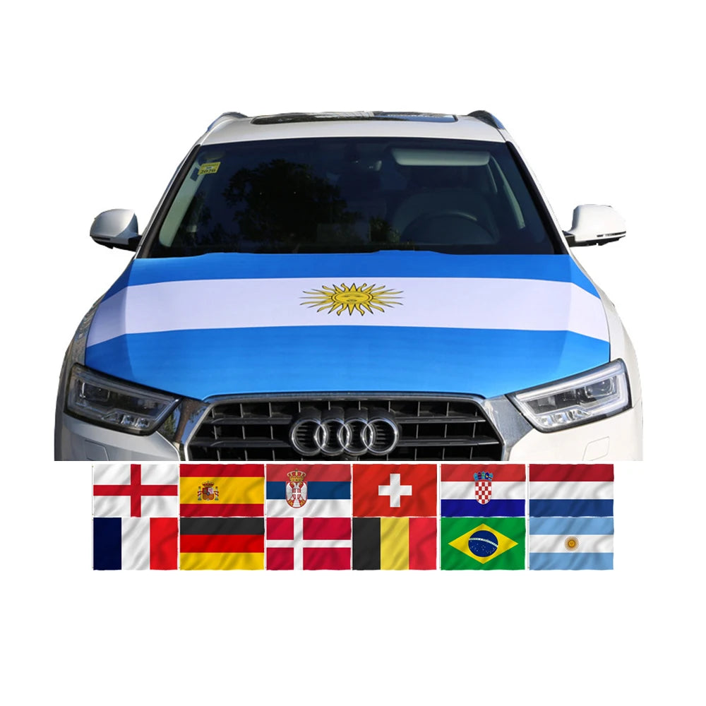 All Countries 3x5 ft Polyester Screen Printed Waterproof Eco-Friendly National Flag Round Car Hood Cover