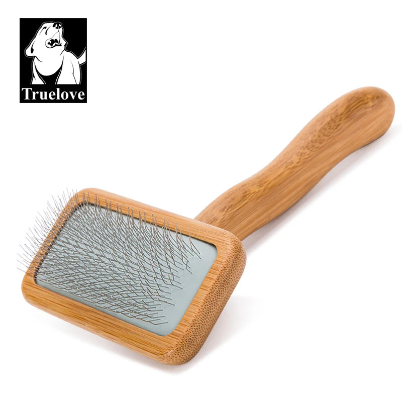 Truelove Ready to Ship Bamboo Portable Pet Hair Cleaning Grooming Tool Handle Comb Cat Self Cleaning Reusable Dog Grooming Brush