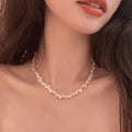 Natural Freshwater Pearl Clavicle Chain Irregular Shaped Choker Necklace Jewelry Best Gift for Women and Mom