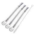 Yerba Mate Bombilla Gourd Drinking Filter Straws 304 Food-Grade Stainless Steel 6.1 Inch Long Spoon