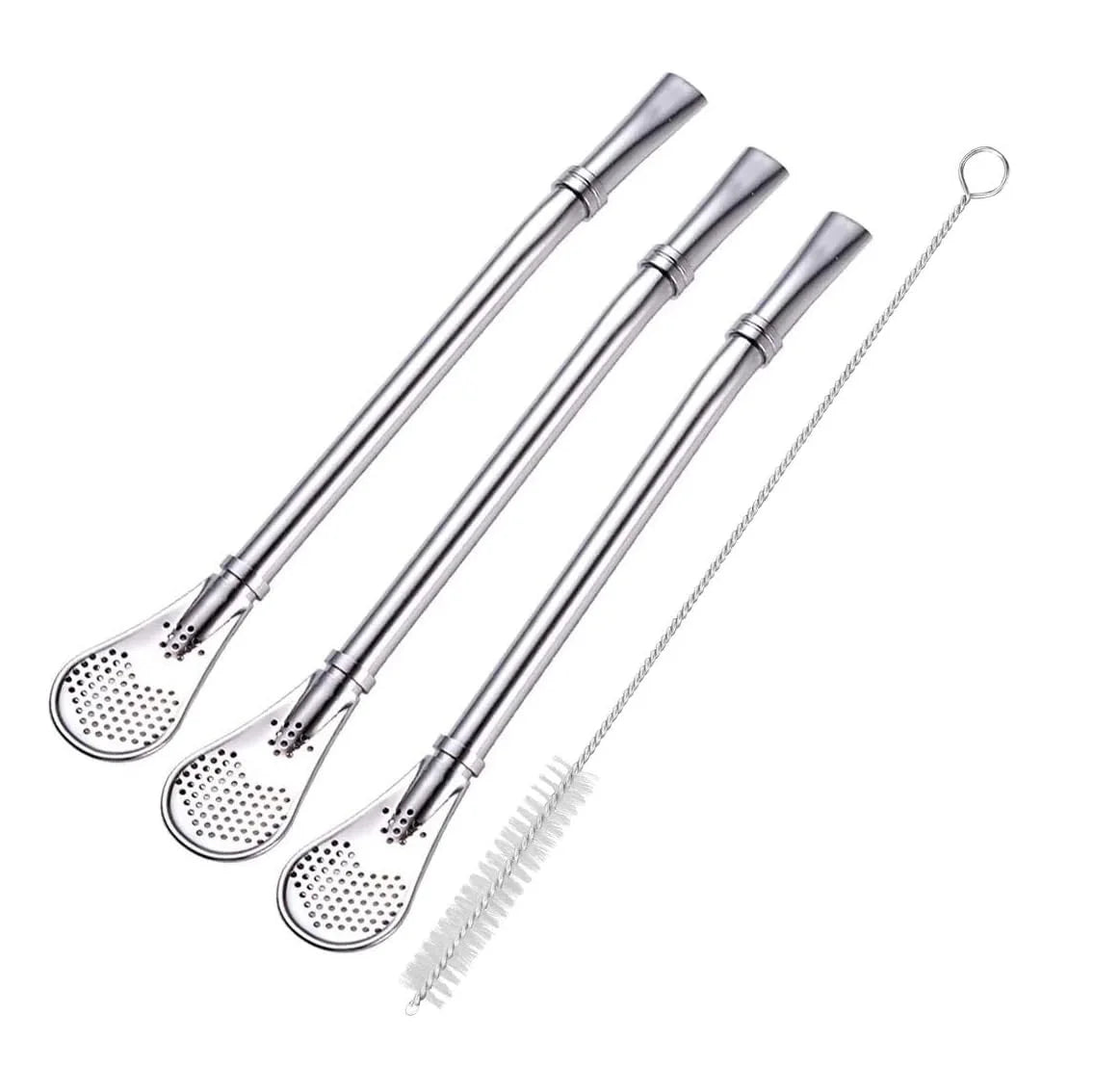 Yerba Mate Bombilla Gourd Drinking Filter Straws 304 Food-Grade Stainless Steel 6.1 Inch Long Spoon