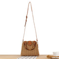 New Arrival Women's Single Shoulder Paper Straw Handle Beach Tote Bag Solid Color Paper Lining Single Strap