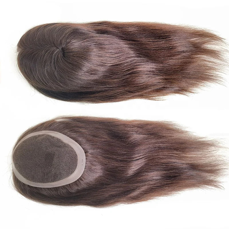 Australian Base Fine Swiss Lace 14 16 18 Inch Cuticle Aligned Long Natural Virgin Human Hair Topper for Women Thin Skin PU