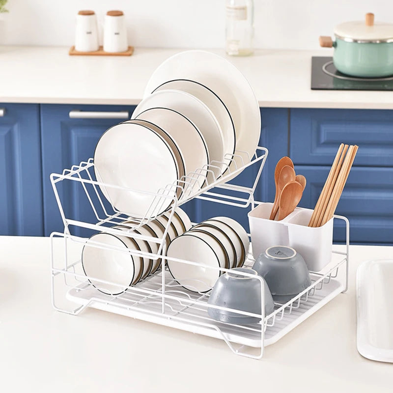 Factory Outlet Black Shelf Kitchen Rack Dish 2 Tier Dish Drying Dish Rack Sink