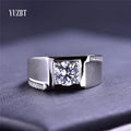 Luxury Silver 925 Original 1 Carat Round Brilliant Cut Pass Diamond Test D Color Moissanite Engagement Ring Men's Fine Jewelry