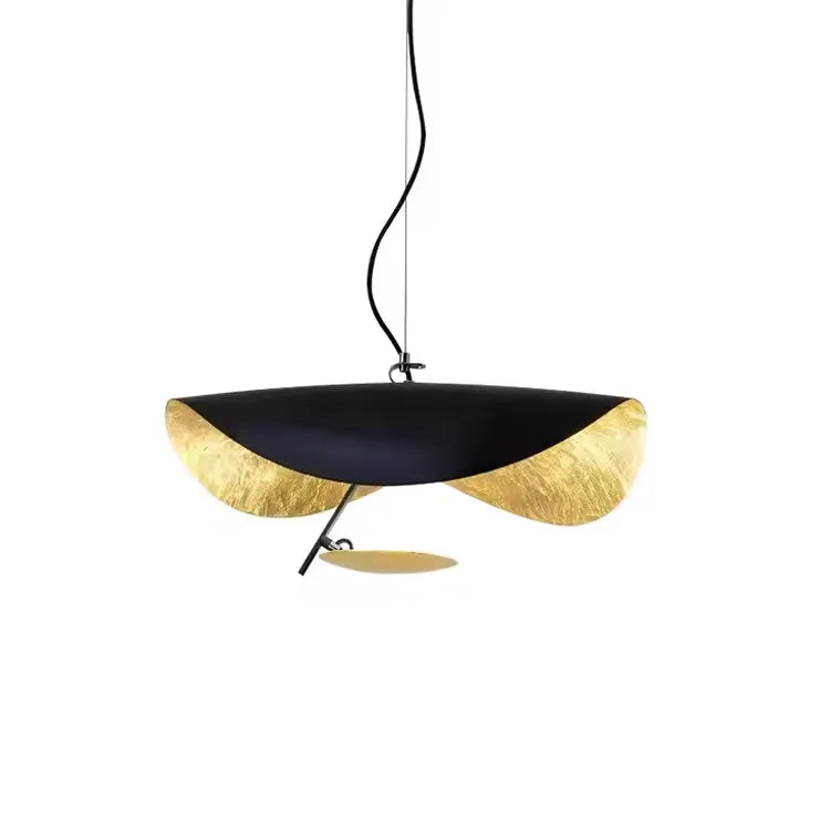Indoor Black Gold Luxury Metal Hat Pendant Light Foil Decorations Modern Led Chandelier for Home Hotel
