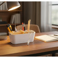 Bamboo Stationery Organizer Square Desk Pen Pencil Holder Stand Remote Control Holder with Bamboo Divider for Home Office