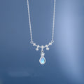 Fine Jewelry 925 Sterling Silver Fashion Water Drop Shape Moonstone Pendant CZ Diamond Necklace for Women