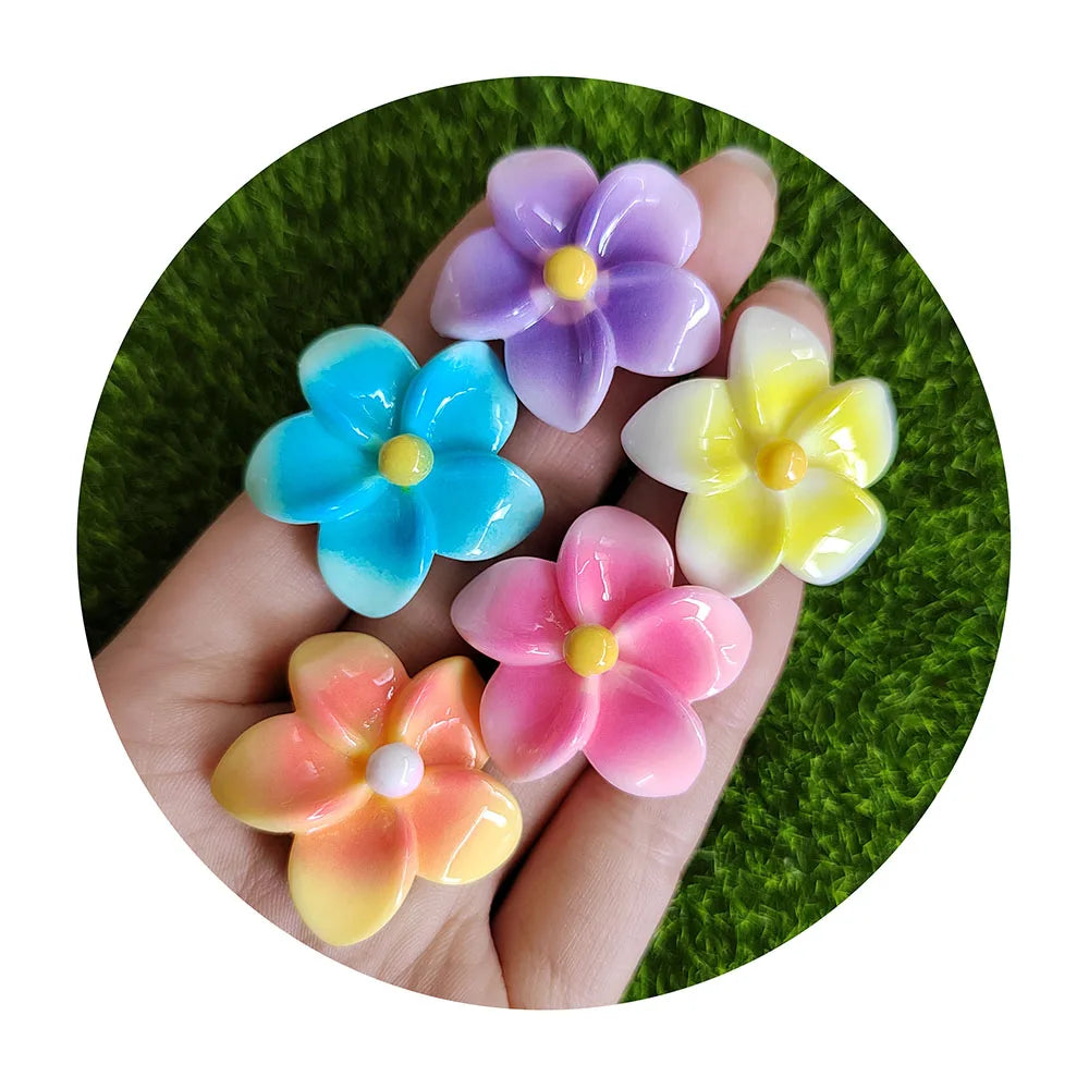 30MM Colorful Mini Resin Cherry Blossom Flower Cabochons No Hole Floral Flat Back Charms for DIY Jewelry Embellishment Supplies