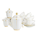 Lesale Customized Logo Printed Eco-Friendly Luxury Fine Bone China Tea Coffee Set Porcelain Gold Decal for Wedding