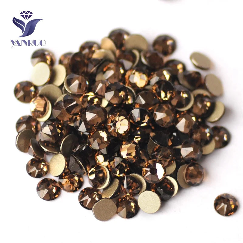 Smoked Topaz Glass Beads Strass Stone  Non Hotfix Flatback Rhinestones