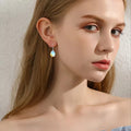 Women Jewelry 925 Sterling Silver Two Tone Daisy Moonstone Drop Earrings