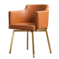 Italian Designer Armrest Leather Study Chair Luxury Light Iron Swivel for Home Reception Modern MDF Art Minimalist Style