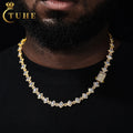 Fashionable Men Women Jewelry 11mm 925 Sterling Silver VVS Moissanite Diamond Iced Out Square Halo Link Tennis Chain for Party