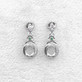 Sterling Silver 5*6mm Semi Mount Stud Eardrops Empty Frame Support Blank Setting S925 Base Without Center Stone DIY for Inlay
