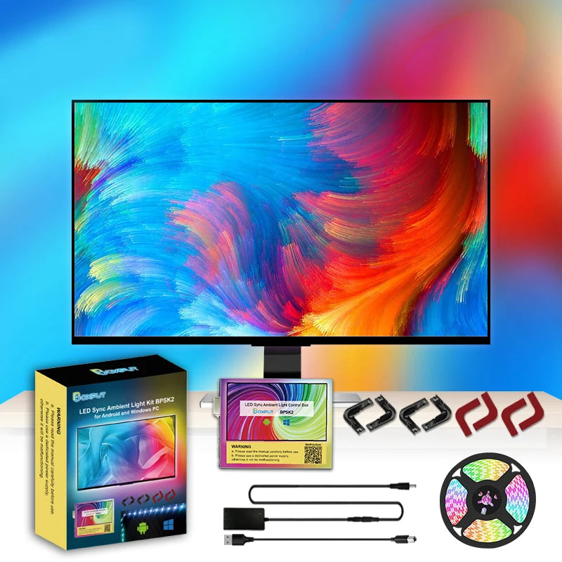 BPSK2 Dream Color RGB LED Strip Immersive TV PC Background Light Computer Screen Monitor Color Sync Smart Control Ambient Lamp