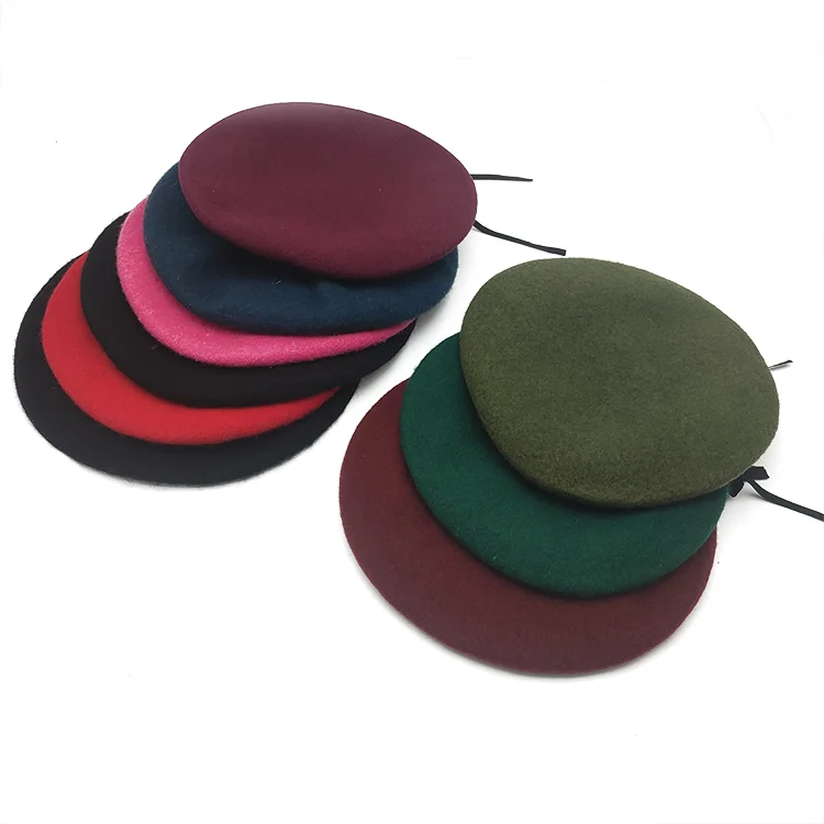 MIO Wholesale Berets for Men and Women Classic French Wool and Leather Beret Hats Black Red Navy