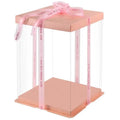 Factory Wholesale Luxury Plastic Transparent Cake Gift Box Pink White Golden Tall Ready to Ship Cake Boxes