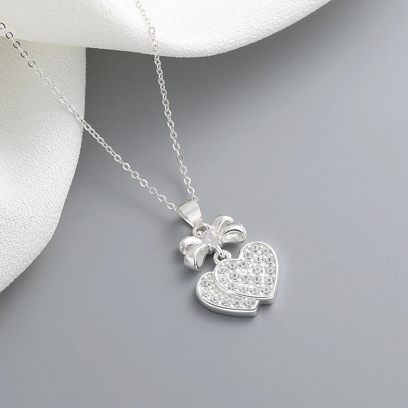 Fashion Jewelry Minimalist Heart Necklaces Crafted 925 Sterling Silver Necklaces for Women