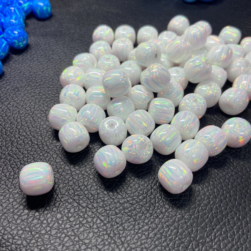 Cylindrical Dark Blue Opal Stone 9x10mm 11x12mm White Light Blue Fire Opal Stone for Jewelry