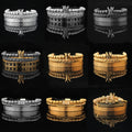 Roman Letters Copper Set Zirconium Crown Braided Bracelet Set Vintage Titanium Steel Mesh Open Bracelet