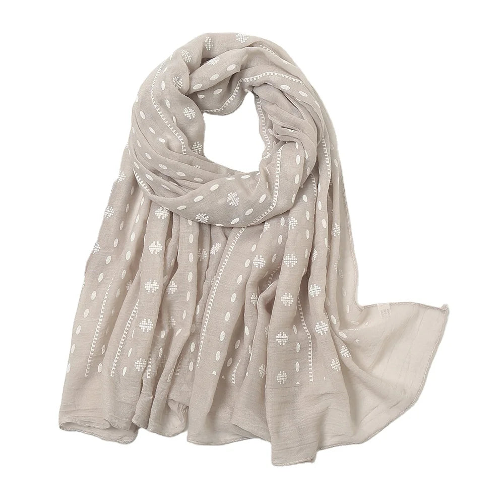 Fashion Round Dots Sunscreen Soft Shawl New Style Cotton Linen Scarf Gift Hijab Shawl Scarf for Women