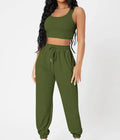 Wide Strap Top and Drawstring Joggers Set
