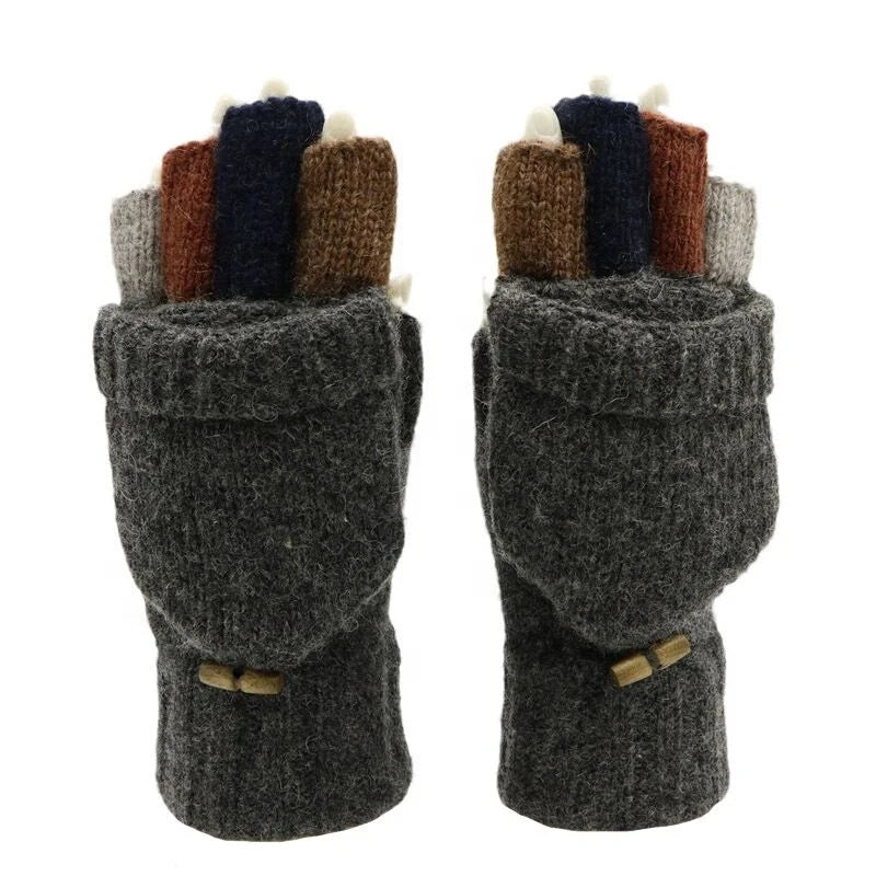 Winter Unisex Convertible Fingerless Gloves for Ski Fishing & Outdoor Sports Warm Half Finger Mitten Design Flip Top Clamshell