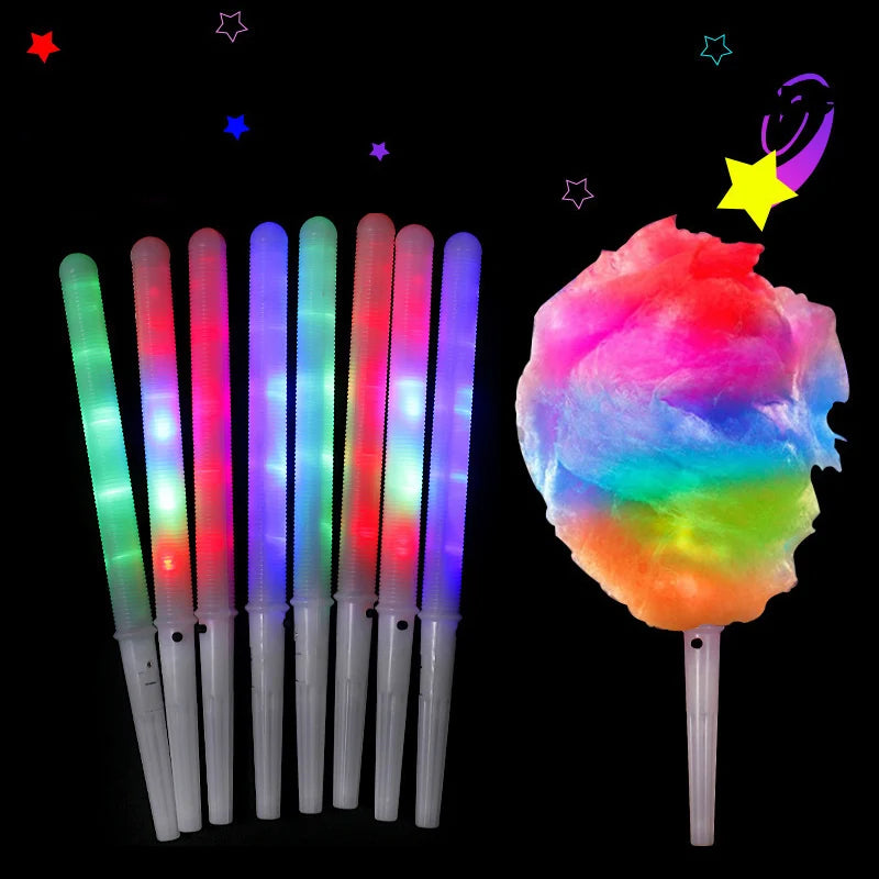 Wholesale Plastic Cotton Candy Led Light Stick Colorful Glowing Luminous Marshmallow Cone Stick Party Favors Christmas Supply