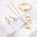 Indian Geometric Stone Design Stainless Steel Jewelry Set for Girls Gold Plated Heart Zircon Ring & Bracelet for Weddings