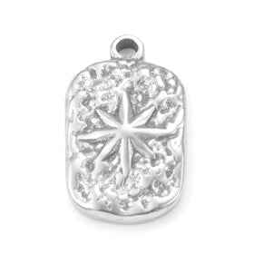 PandaHall 304 Stainless Steel Rectangle with Star Charms Pendants