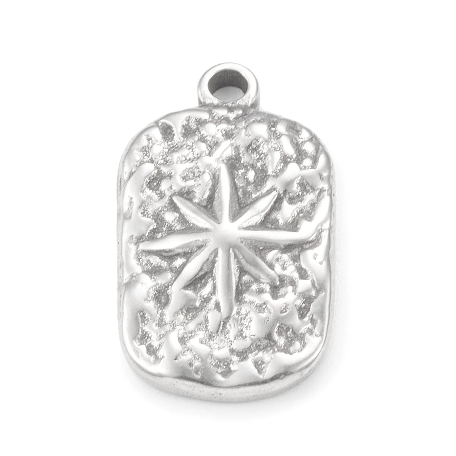 PandaHall 304 Stainless Steel Rectangle with Star Charms Pendants