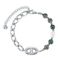 Fashion High Polished Stainless Steel Jewelry Natural Stone Pearl Metal Chain Accessories Bracelet B212258