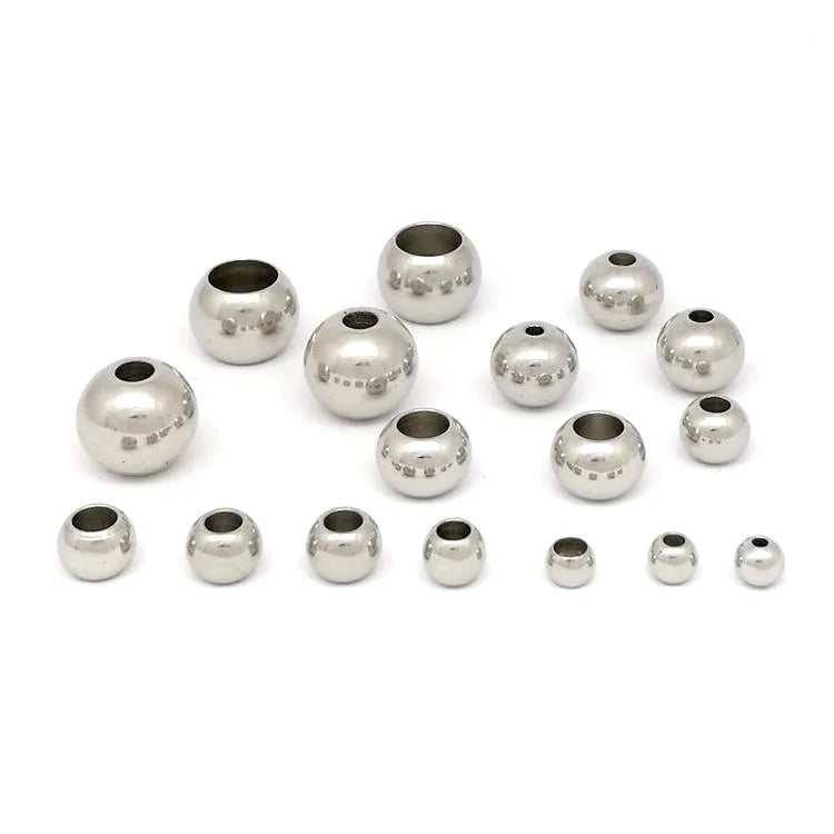 Wholesale Stainless Steel Frosted Round Balls Positioning Beads Pressed Sand Drilling Solid Perforated Diy Jewelry Finding Beads